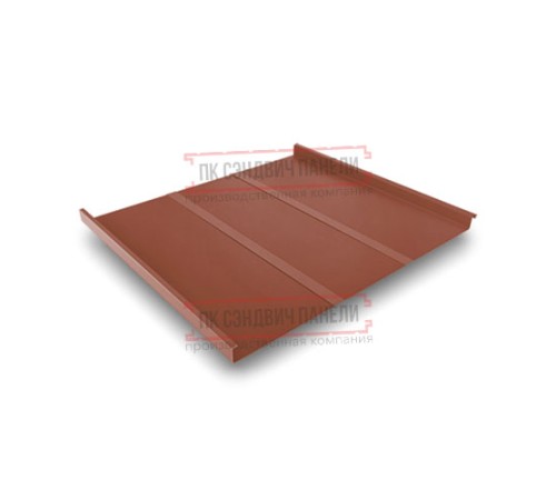 Фальц двойной стоячий Line 0,5 Satin RAL8004 терракота с пленкой на замках