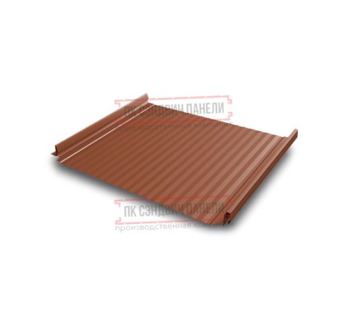 Кликфальц Pro Gofr 0,5 Velur RAL8004 терракота с пленкой на замках