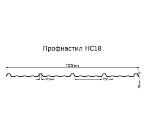Продольно гнутый профнастил для укрытий конвейеров НС18ПГ-1170, 0,7, оцинкованный