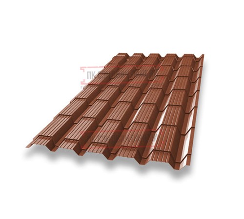 Металлочерепица Квадро профи RAL8004 Drap-0,45