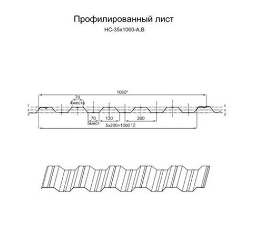 Профнастил нержавеющий НС35 0.75 AISI 430