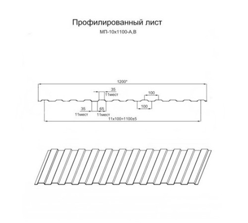 Профилированный лист МП10х1100 AGNETA-CopperCopper-0.5