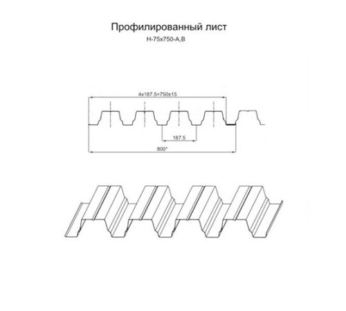 Профнастил Н75-750 Оцинкованный-0.9