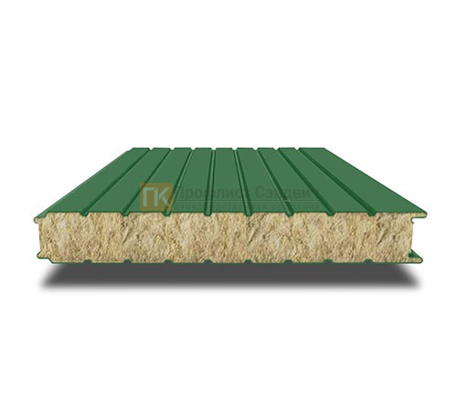 Сэндвич-панель для холодильных камер с минеральной ватой, ширина 1000 мм, толщина 10 мм, 0.5/0.5, RAL6002