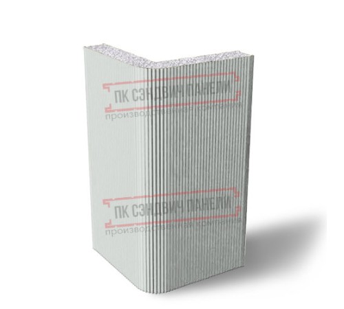 Угловая сэндвич-панель вертикальная из пенополистирола, 0.5/0.5, ширина 1200 мм, толщина 20 мм, RAL7035