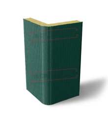 Угловая сэндвич-панель вертикальная из пенополиизоцианурата, 0.5/0.5, ширина 1000 мм, толщина 40 мм, RAL6005
