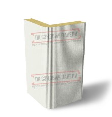 Угловая сэндвич-панель вертикальная из пенополиизоцианурата, 0.5/0.5, ширина 1000 мм, толщина 20 мм, RAL9003