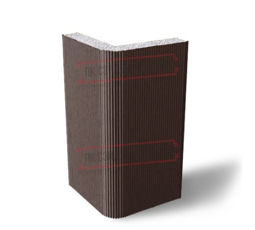 Угловая сэндвич-панель вертикальная из пенополистирола, 0.5/0.5, ширина 1200 мм, толщина 30 мм, RAL8017