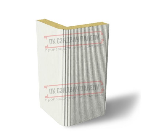 Угловая сэндвич-панель вертикальная из пенополиизоцианурата, 0.5/0.5, ширина 1200 мм, толщина 10 мм, RAL9003
