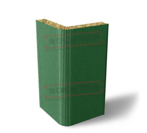 Угловая сэндвич-панель вертикальная из минеральной ваты, 0.5/0.5, ширина 1000 мм, толщина 60 мм, RAL6002