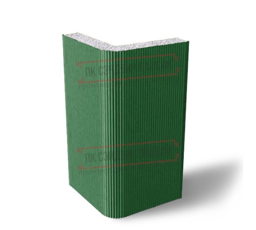 Угловая сэндвич-панель вертикальная из пенополистирола, 0.5/0.5, ширина 1000 мм, толщина 40 мм, RAL6002