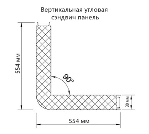 Угловая сэндвич-панель вертикальная из пенополистирола, 0.5/0.5, ширина 1200 мм, толщина 30 мм, RAL6005
