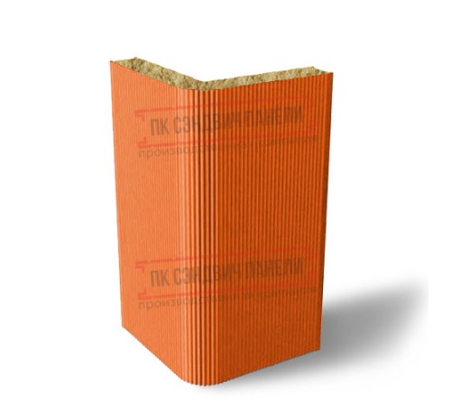 Угловая сэндвич-панель вертикальная из минеральной ваты, 0.5/0.5, ширина 1000 мм, толщина 150 мм, RAL2004