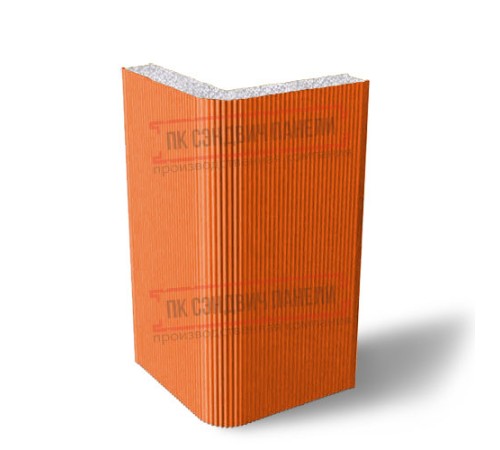 Угловая сэндвич-панель вертикальная из пенополистирола, 0.5/0.5, ширина 1000 мм, толщина 40 мм, RAL2004