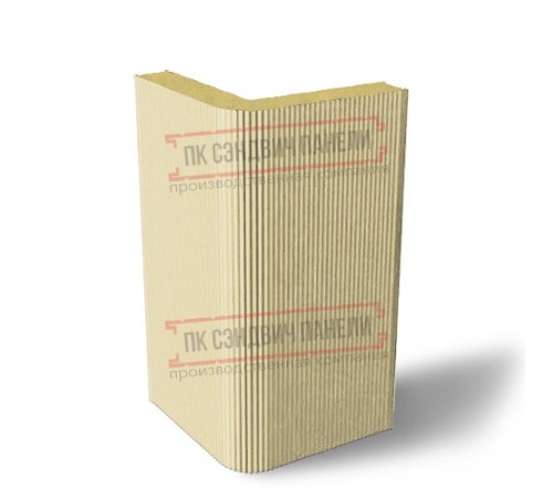 Угловая сэндвич-панель вертикальная из пенополиуретана, 0.5/0.5, ширина 1000 мм, толщина 20 мм, RAL1014