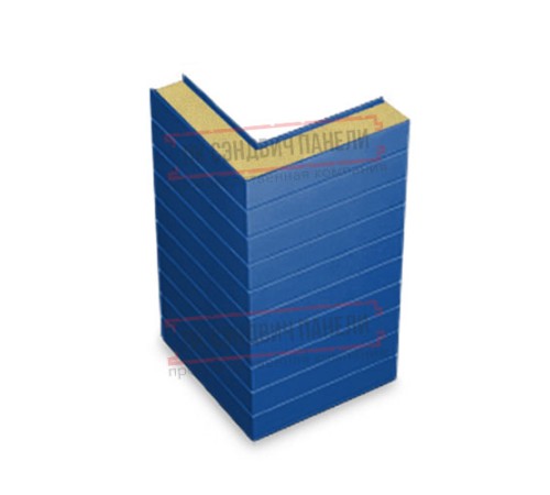Горизонтальная угловая сэндвич-панель из пенополиуретана, ширина 1000мм, толщина 100мм, 0.5/0.5, RAL5005