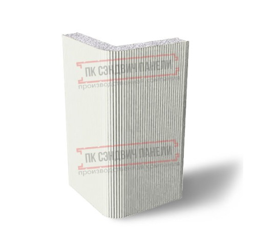 Угловая сэндвич-панель вертикальная из пенополистирола, 0.5/0.5, ширина 1000 мм, толщина 200 мм, RAL9003