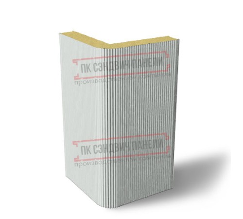 Угловая сэндвич-панель вертикальная из пенополиизоцианурата, 0.5/0.5, ширина 1000 мм, толщина 100 мм, RAL7047