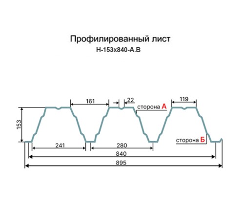 Профнастил Н153-840 RAL7004 Полиэстер-1,2