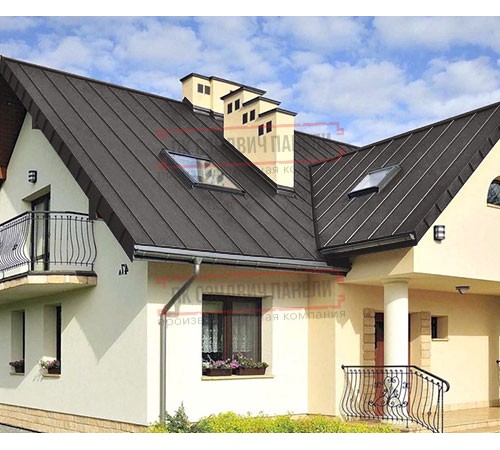 Фальц двойной стоячий 0,45 Drap ST RR32 темно-коричневый с пленкой на замках