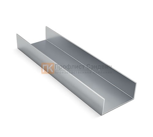 U-образный профиль 100x55x3000-2,0 мм, оцинкованный