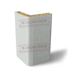 Угловая сэндвич-панель вертикальная из минеральной ваты, 0.5/0.5, ширина 1200 мм, толщина 10 мм, RAL7047