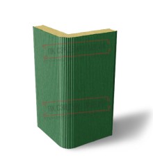 Угловая сэндвич-панель вертикальная из пенополиуретана, 0.5/0.5, ширина 1200 мм, толщина 50 мм, RAL6002