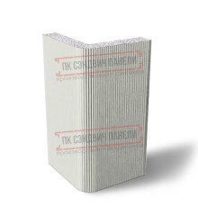 Угловая сэндвич-панель вертикальная из пенополистирола, 0.5/0.5, ширина 1200 мм, толщина 175 мм, RAL9002