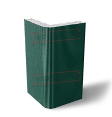 Угловая сэндвич-панель вертикальная из пенополистирола, 0.5/0.5, ширина 1200 мм, толщина 250 мм, RAL6005